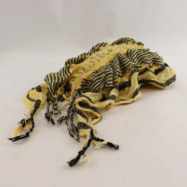 Sparkly Yellow and Black Striped Ruffled Scarf