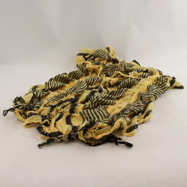 Sparkly Yellow and Black Striped Ruffled Scarf