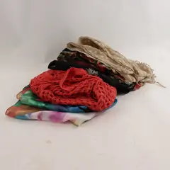 Lot of 5 Colorful Lightweight Scarves Mixed Styles FLAWED