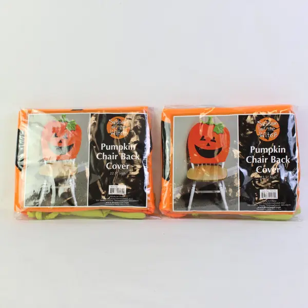 Season of the Witch Pumpkin Chair Back Covers Set of 2 22.5"