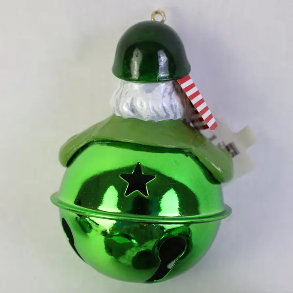 Department 56 Set of 4 Green Christmas Military Santa Bell Ornaments New
