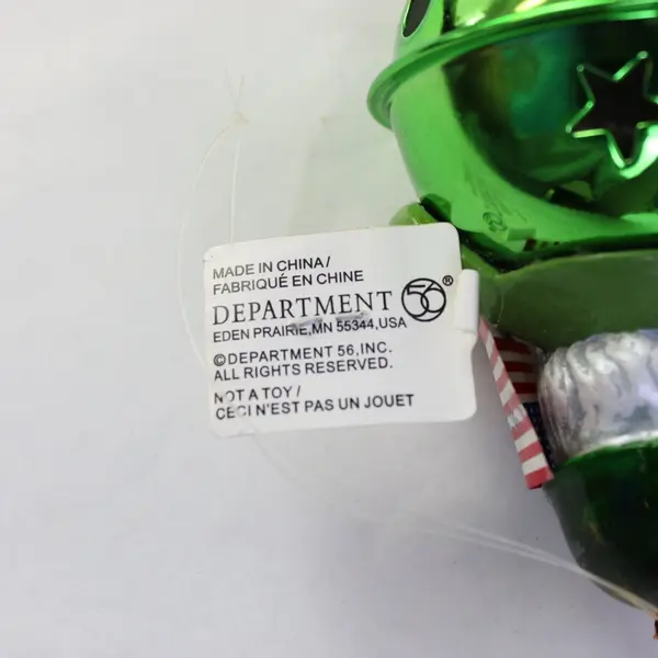 Department 56 Set of 4 Green Christmas Military Santa Bell Ornaments New