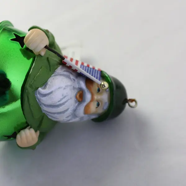 Department 56 Set of 4 Green Christmas Military Santa Bell Ornaments New