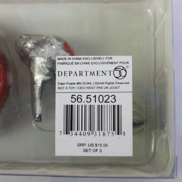 Department 56 Tiny Trimmings Mini Glass Ornaments Set of 3 51023