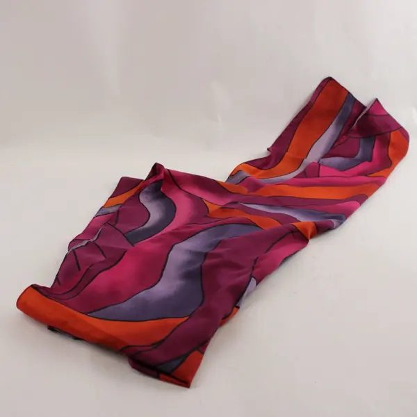 Vibrant Purple and Orange Print Lightweight Scarf 13"x62"