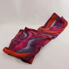 Vibrant Purple and Orange Print Lightweight Scarf 13"x62"