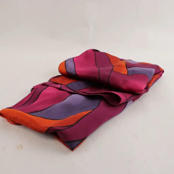 Vibrant Purple and Orange Print Lightweight Scarf 13"x62"