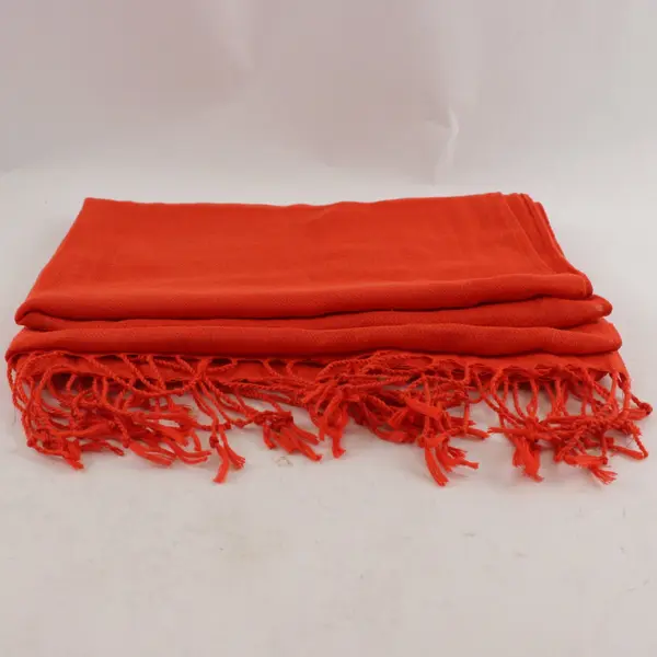 Lot of 2 Solid Color Fringe Scarves Orange Black