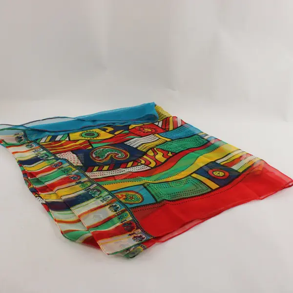 Sheer Multicolor Abstract Print Scarf 18"x62"