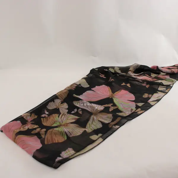 Apexx Collection Butterfly Print Silk-Feel Scarf 12"x68"