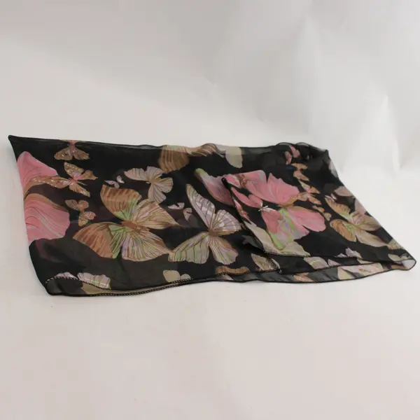 Apexx Collection Butterfly Print Silk-Feel Scarf 12"x68"
