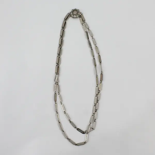 Vintage Silver-Tone Chain Link Star Necklace 24"