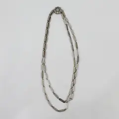 Vintage Silver-Tone Chain Link Star Necklace 24"