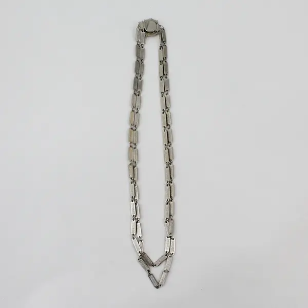 Vintage Silver-Tone Chain Link Star Necklace 24"