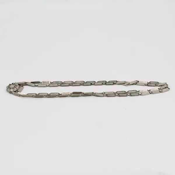 Vintage Silver-Tone Chain Link Star Necklace 24"