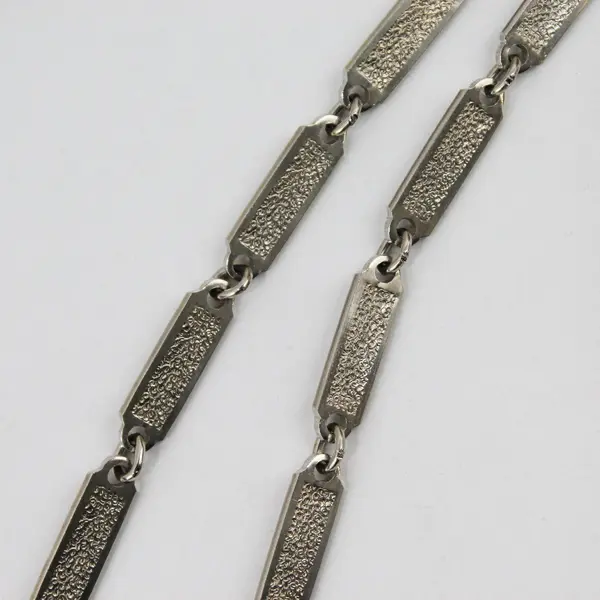 Vintage Silver-Tone Chain Link Star Necklace 24"