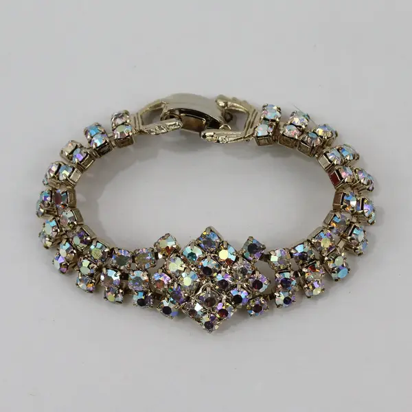 VTG 3-Piece Aurora Borealis Iridescent Rhinestone Earrings and Bracelet Set