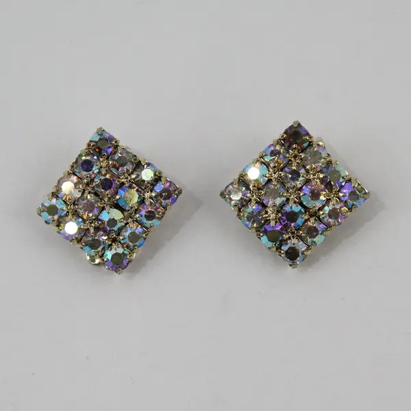 VTG 3-Piece Aurora Borealis Iridescent Rhinestone Earrings and Bracelet Set
