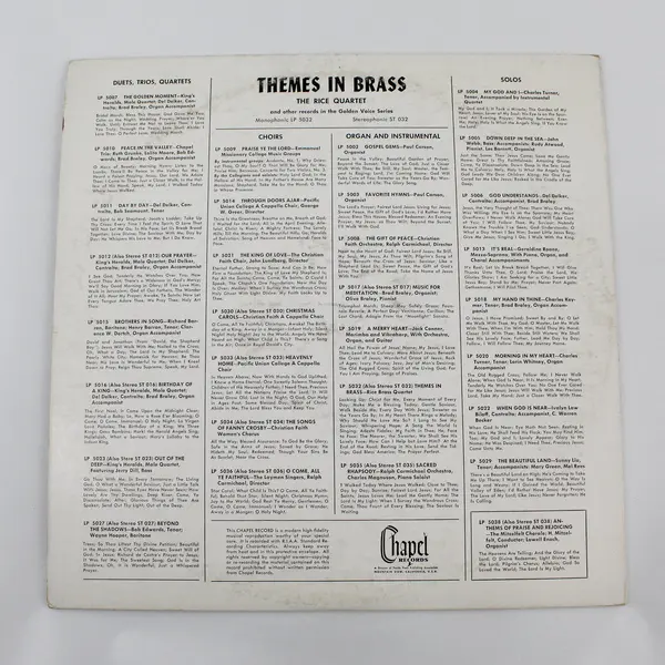 The Rice Quartet Themes In Brass 12" Vinyl Record