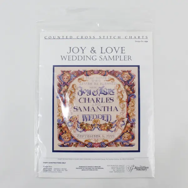 Joy & Love Wedding Sampler by Donna V Giampa Counted Cross Stitch Pattern 2004
