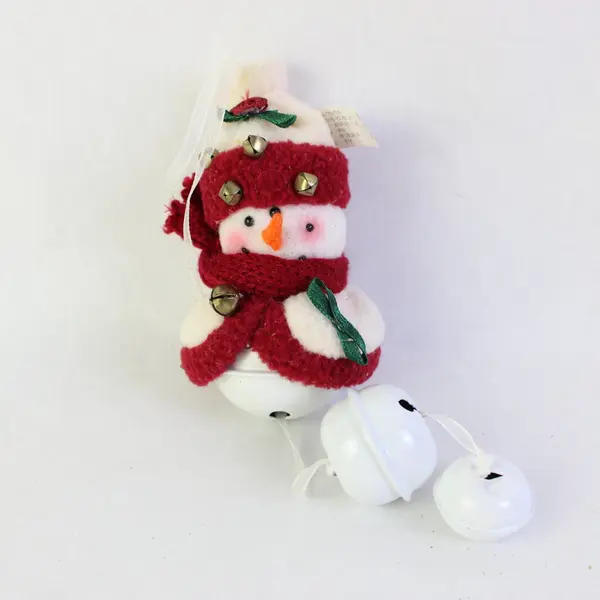 Lot of 5 Jingle Bell Holiday Ornaments Santa Snowman