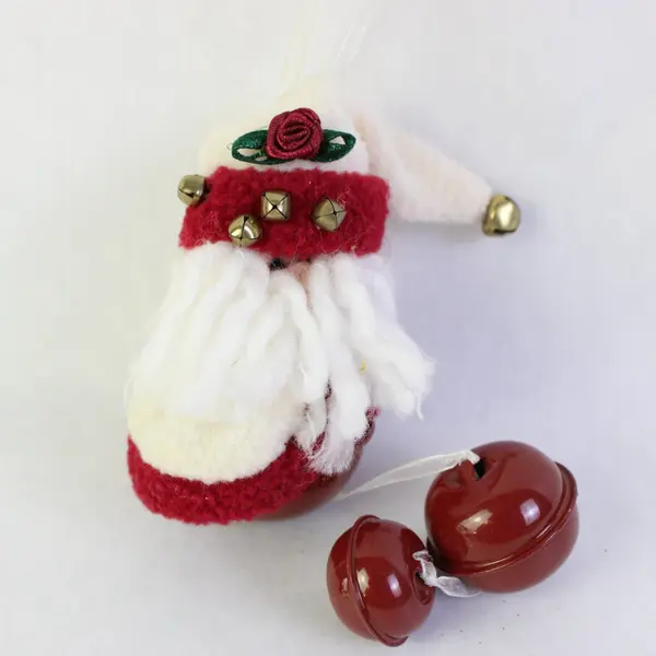 Lot of 5 Jingle Bell Holiday Ornaments Santa Snowman