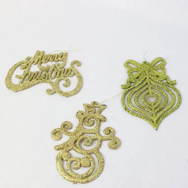 Lot of 19 Gold Green Glitter Christmas Ornaments Merry Christmas Snowman