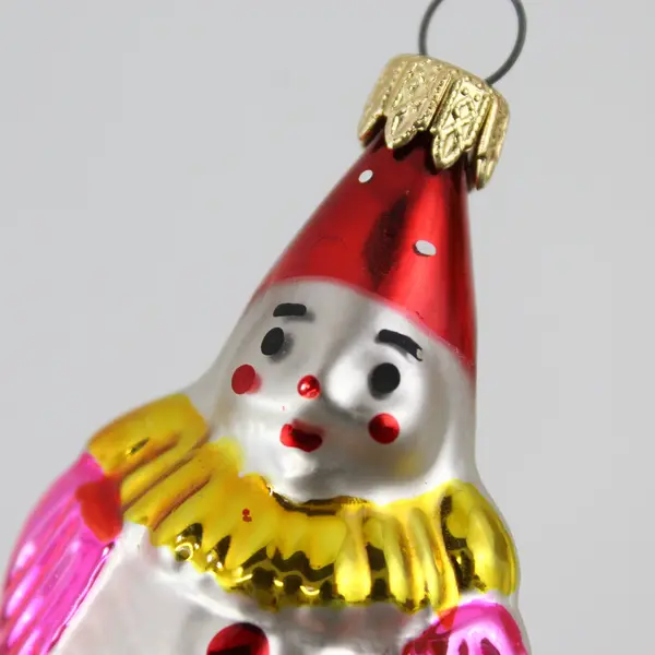 Vintage Nostalgic Hand Painted Clown Mercury Glass Ornament 3.5" Long