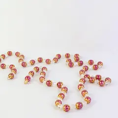 Vintage Holiday Garland Fuchsia Beads Gold Filigree 68in