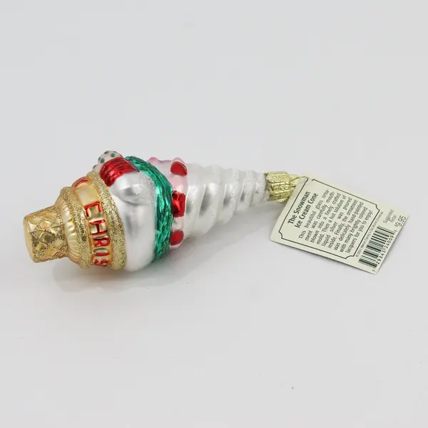 Merck Family's Old World Christmas Snowman Ice Cream Cone Ornament 4.5" W/Tag