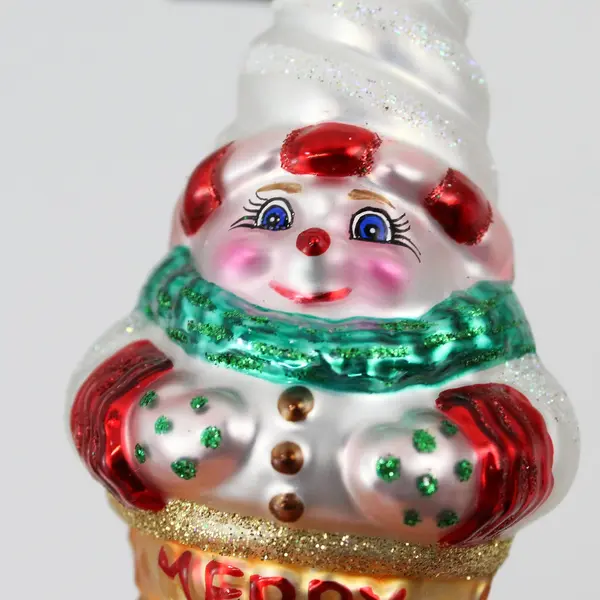 Merck Family's Old World Christmas Snowman Ice Cream Cone Ornament 4.5" W/Tag