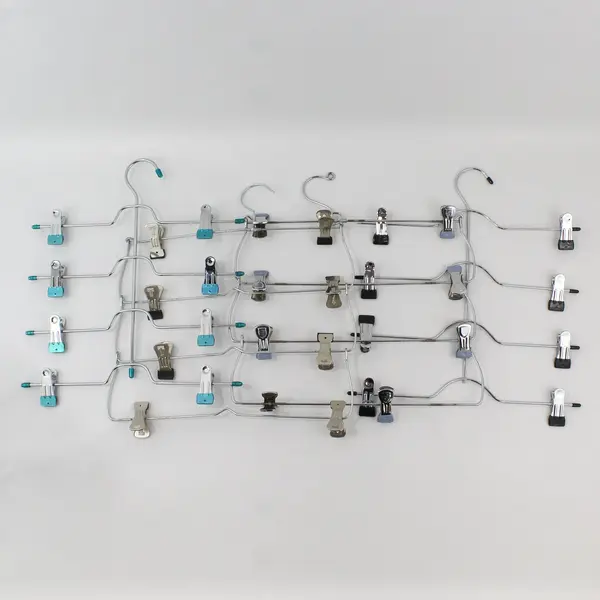 Lot of 4 Multi-Tiered Stainless Steel Skirt Hangers