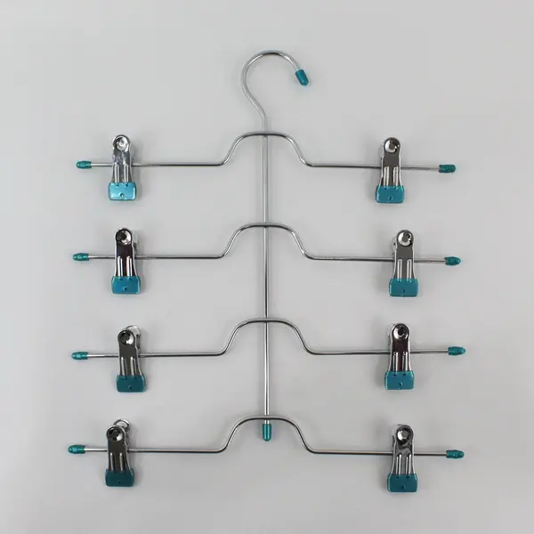 Lot of 4 Multi-Tiered Stainless Steel Skirt Hangers