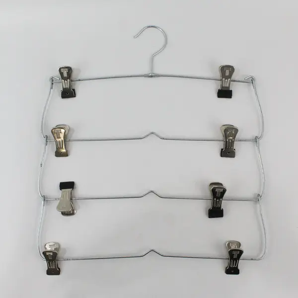 Lot of 4 Multi-Tiered Stainless Steel Skirt Hangers