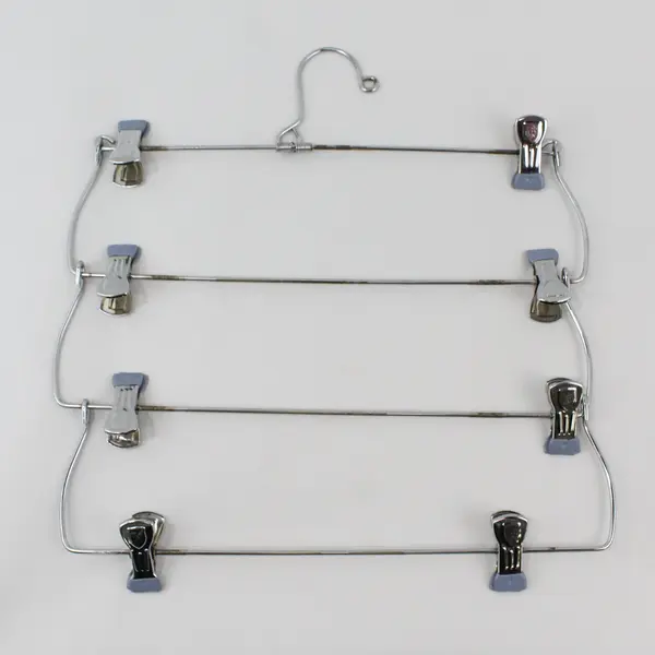 Lot of 4 Multi-Tiered Stainless Steel Skirt Hangers
