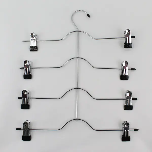 Lot of 4 Multi-Tiered Stainless Steel Skirt Hangers
