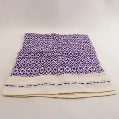 Handwoven Purple White Overshot Table Runner 32.5x13.25