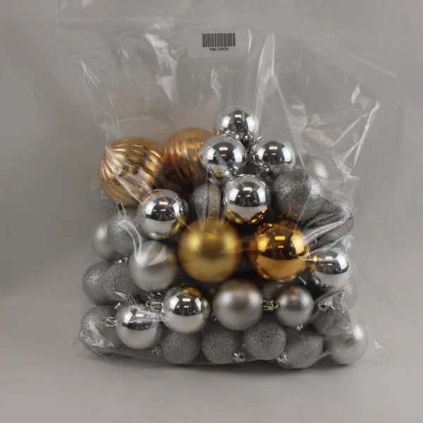 Lot of 61 Silver and Gold Bauble Christmas Ornaments