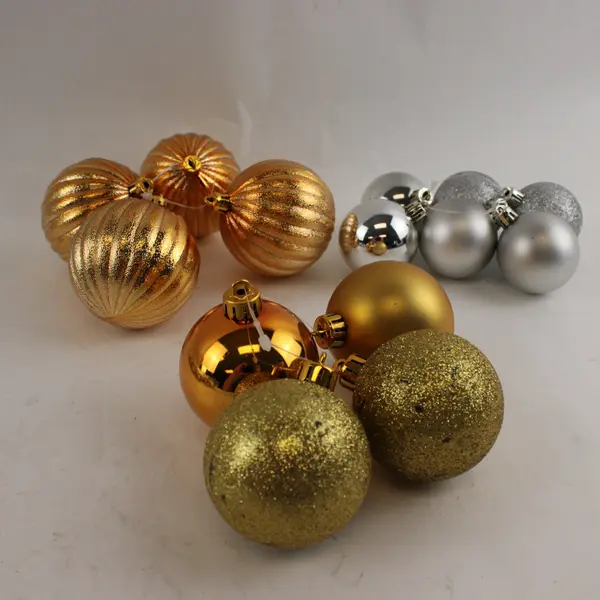 Lot of 61 Silver and Gold Bauble Christmas Ornaments