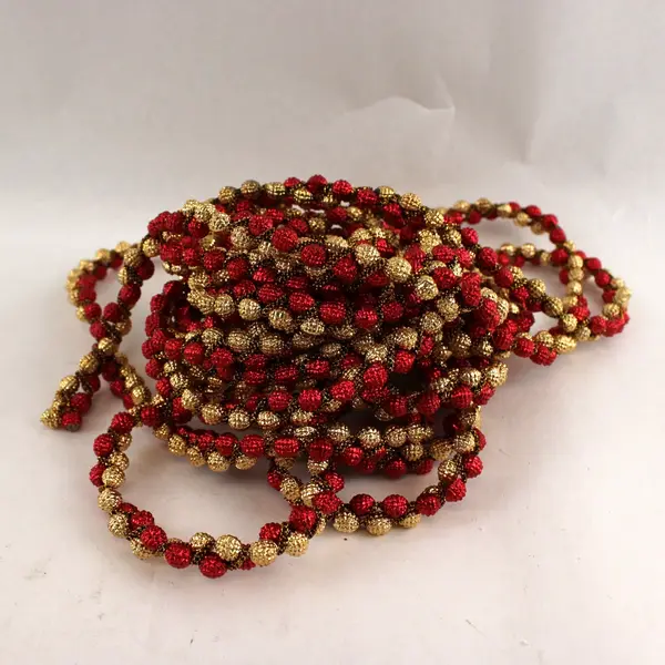 Lot of 2 Red and Gold Christmas Tree Garlands 9ft Each