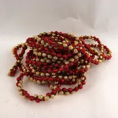 Lot of 2 Red and Gold Christmas Tree Garlands 9ft Each