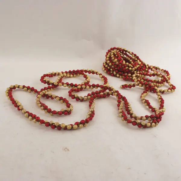 Lot of 2 Red and Gold Christmas Tree Garlands 9ft Each