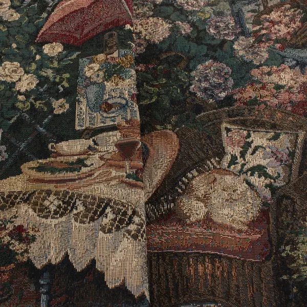 Vintage French Country Garden Jacquard Tapestry Table Runner 73in