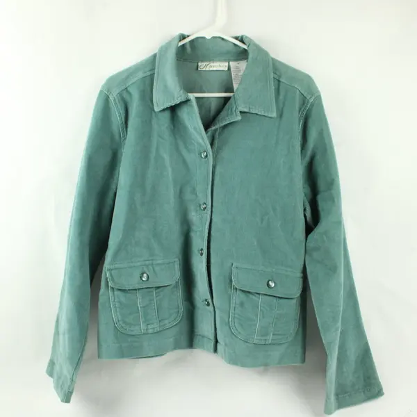 Dressbarn Women's M Teal Corduroy Button Up Blazer Jacket