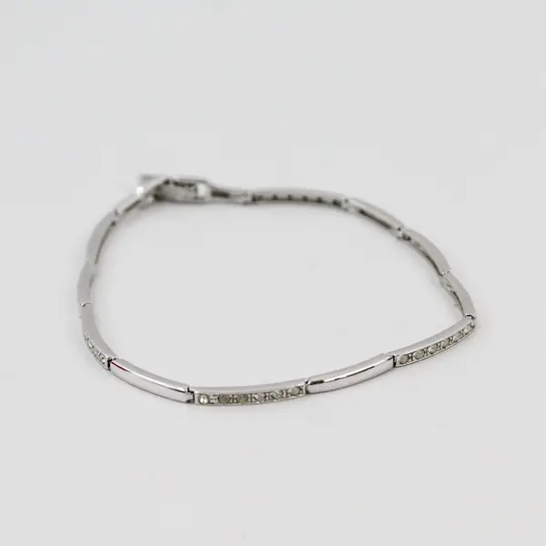 Nadri Clear Rhinestones Silver-Tone Hinge Bracelet 7.5"