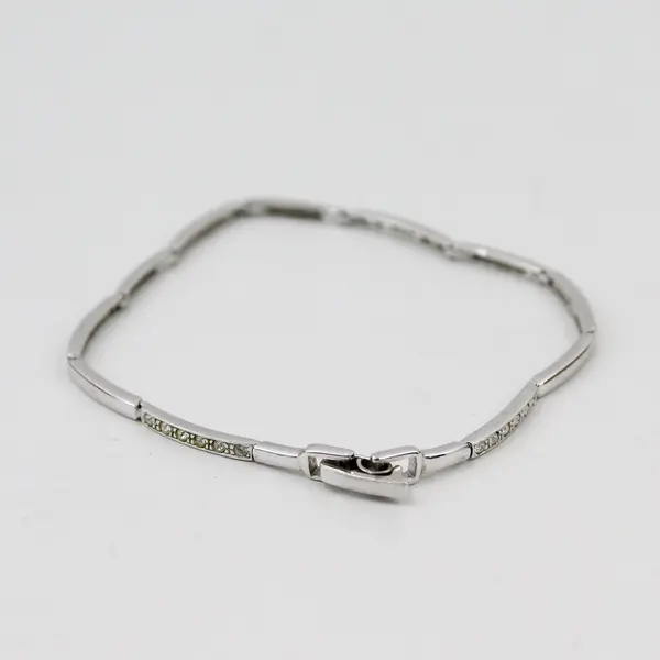 Nadri Clear Rhinestones Silver-Tone Hinge Bracelet 7.5"