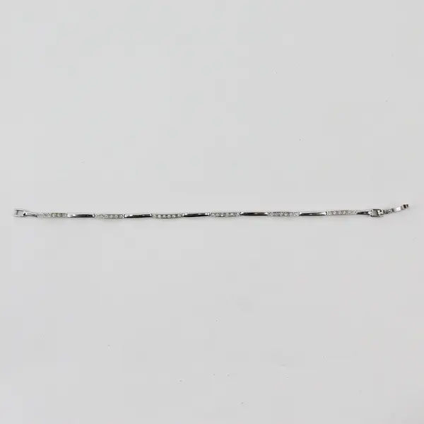 Nadri Clear Rhinestones Silver-Tone Hinge Bracelet 7.5"