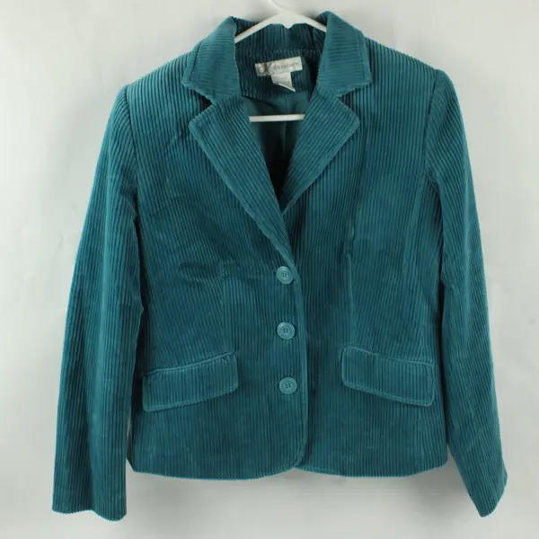 Dressbarn Women's S Turquoise Corduroy Blazer Jacket
