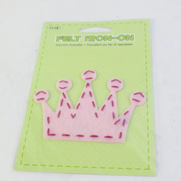 Plaid Pink Crown Felt Iron-On Transfer NOS 2008 Fabric Painting