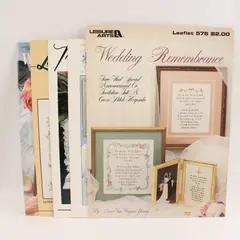 Lot of 5 Vintage Cross-Stitch Patterns Featuring Wedding Designs 1987-2004 Good